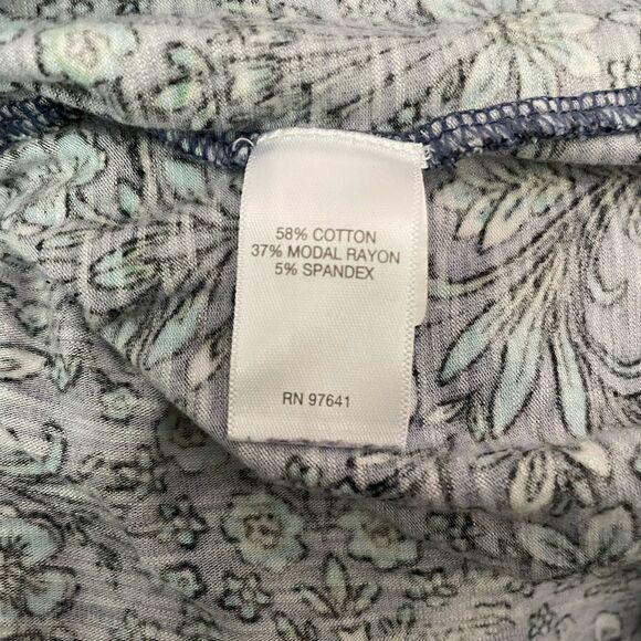 J.Jill Casual Top Ornate Floral Blue‎ Turquoise Boho 3/4 Sleeve Peplum Medium - Picture 13 of 13